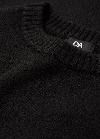 Черное кэжуал платье платье-свитер C&A однотонное