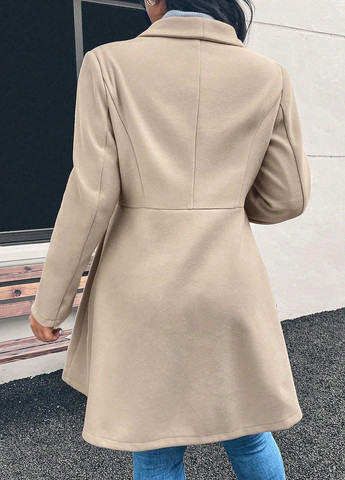 Бежеве демісезонне Пальто двобортне SHEIN