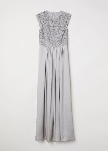 Светло-серое вечернее платье клеш H&M однотонное