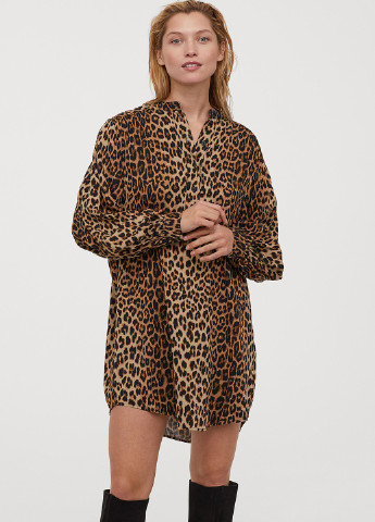 Коричнева кежуал сукня H&M леопардовий