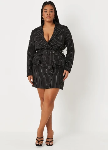 Черное кэжуал платье платье-жакет Missguided в полоску