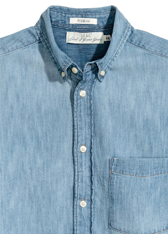 Светло-синяя джинсовая рубашка однотонная H&M