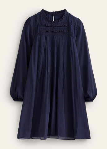 Темно-синее коктейльное, кэжуал платье а-силуэт Boden однотонное