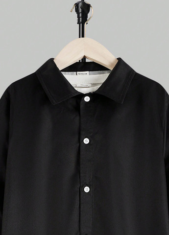 Черная кэжуал рубашка с надписями SHEIN