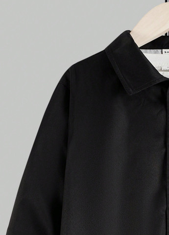 Черная кэжуал рубашка с надписями SHEIN