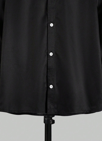 Черная кэжуал рубашка с надписями SHEIN