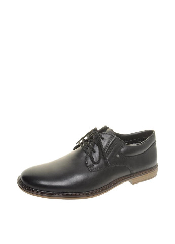 Классические черные мужские немецкие туфли Rieker на шнурках