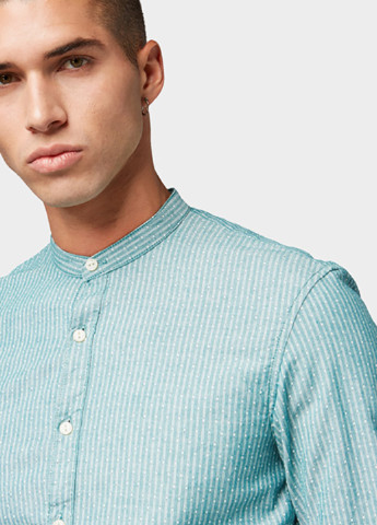 Светло-бирюзовая кэжуал рубашка в полоску Tom Tailor