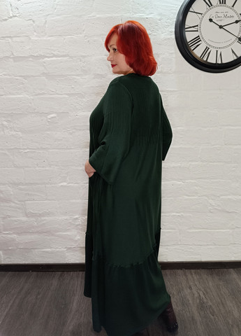 Темно-зеленое кэжуал платье а-силуэт Darkwin однотонное