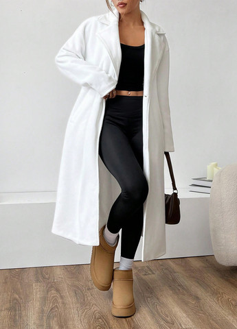 Білий зимнє Пальто двобортне SHEIN