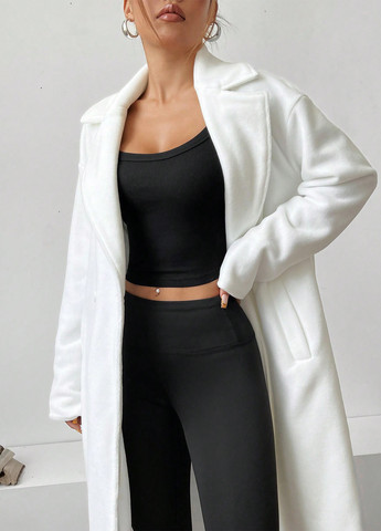 Білий зимнє Пальто двобортне SHEIN