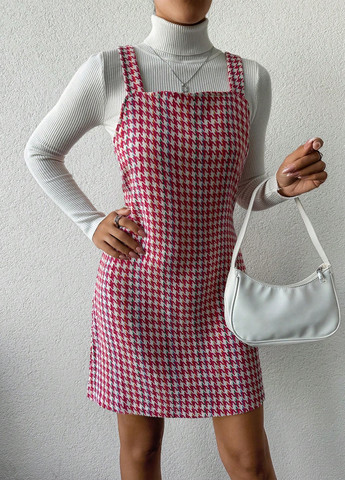 Темно-рожева кежуал сукня SHEIN з візерунком "гусяча лапка"