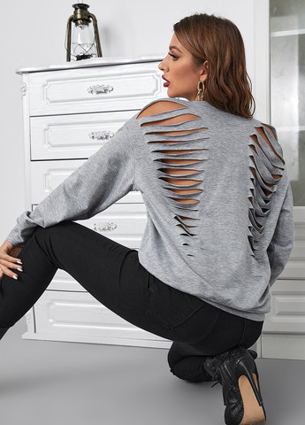 Сірий світшот SHEIN меланж без декору (332811029)