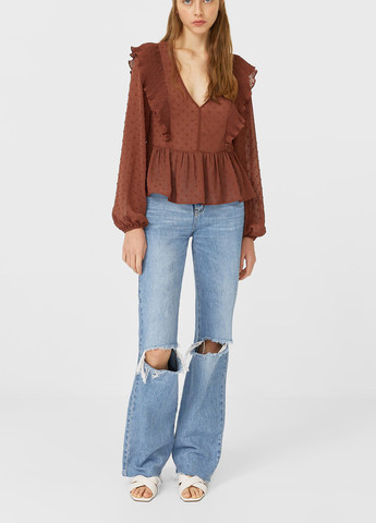 Коричневая блуза Stradivarius