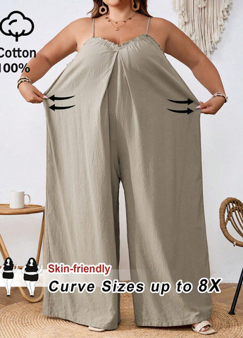 Комбінезон SHEIN комбінезон-брюки однотонний кремовий кежуал бавовна