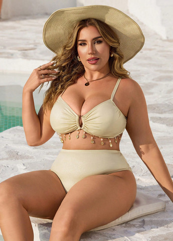 Бежевий літній купальник (ліф, трусики) роздільний SHEIN