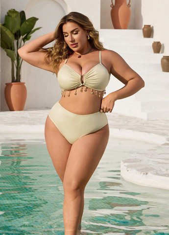 Бежевий літній купальник (ліф, трусики) роздільний SHEIN