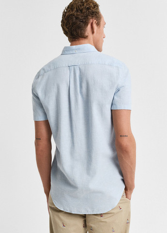 Голубой классическая, кэжуал рубашка однотонная Gant