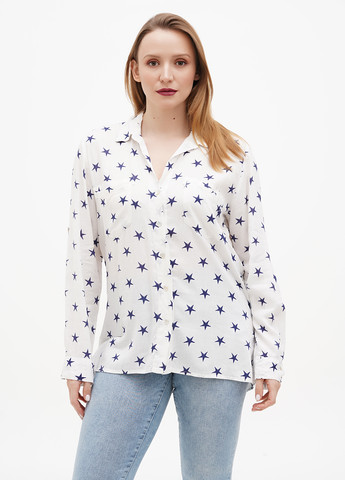 Белая кэжуал рубашка со звездами C&A