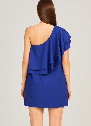 Синее праздничный платье на одно плечо, а-силуэт Sassofono однотонное