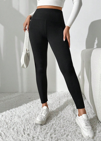 Черные зимние леггинсы SHEIN