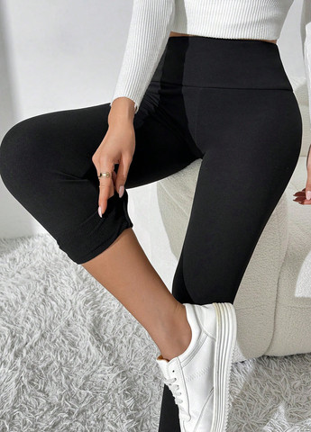 Черные зимние леггинсы SHEIN