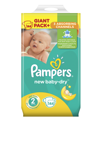 Подгузники New Baby-Dry 2 Mini (3-6 кг), 144 шт. Pampers (47181024)