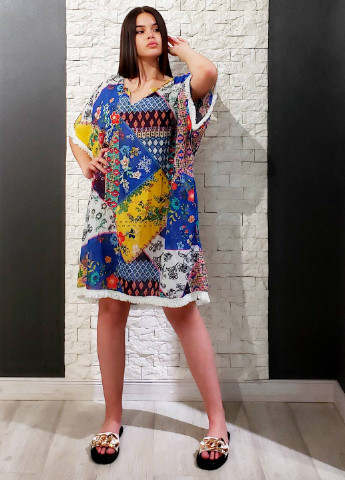 Комбинированное пляжное пляжное платье-туника Indira с абстрактным узором