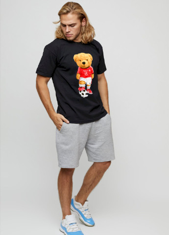 Чорна футболка чоловіча basic /air print/ YAPPI