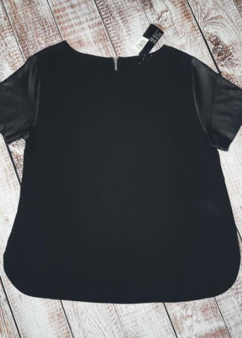 Черная блуза футболка рукав эко-кожа Esmara