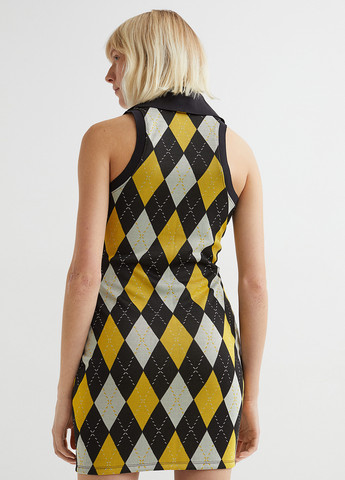 Комбинированное кэжуал платье H&M с геометрическим узором