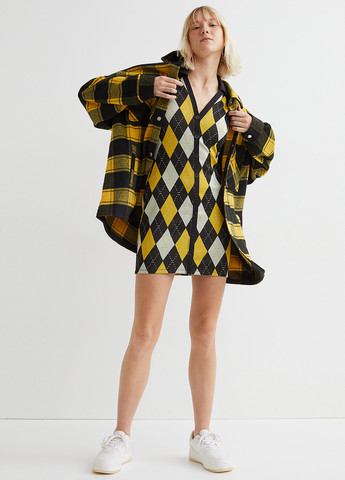 Комбинированное кэжуал платье H&M с геометрическим узором