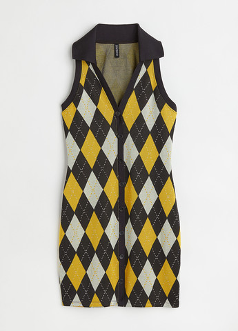 Комбинированное кэжуал платье H&M с геометрическим узором