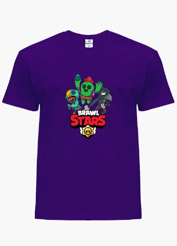Фиолетовая демисезонная футболка детская бравл старс (brawl stars)(9224-1021) MobiPrint