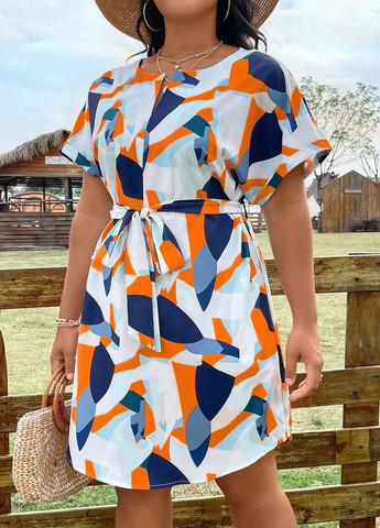 Комбинированное кэжуал платье а-силуэт SHEIN колор блок