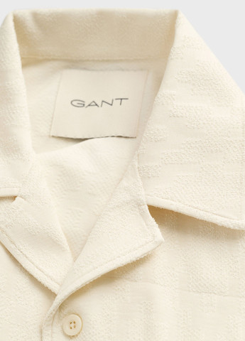 Светло-бежевая кэжуал рубашка однотонная Gant