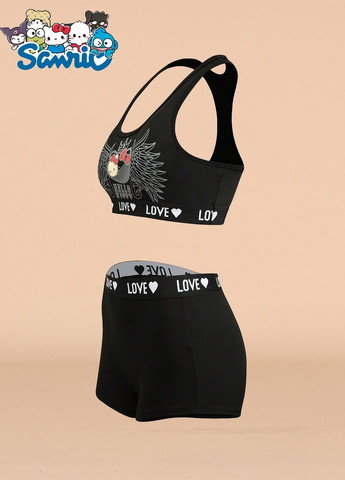 Черный демисезонный комплект (топ, шорты) SHEIN