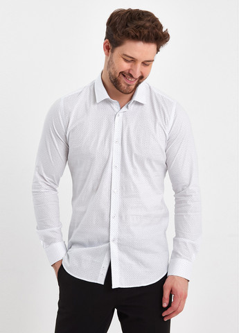 Белая кэжуал рубашка с геометрическим узором Trend Collection
