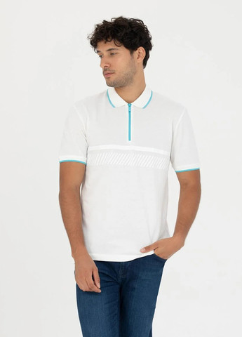 Белая футболка-поло для мужчин Pierre Cardin с геометрическим узором