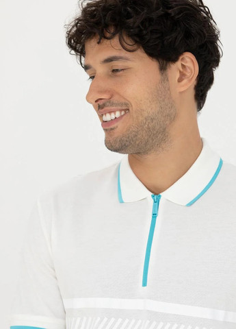 Белая футболка-поло для мужчин Pierre Cardin с геометрическим узором