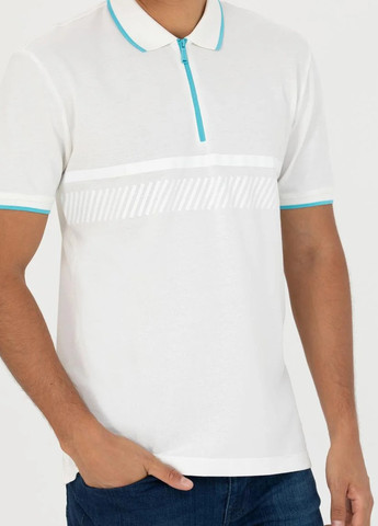 Белая футболка-поло для мужчин Pierre Cardin с геометрическим узором