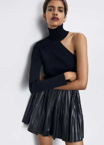 Черная кэжуал однотонная юбка Zara клешированная