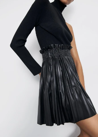 Черная кэжуал однотонная юбка Zara клешированная