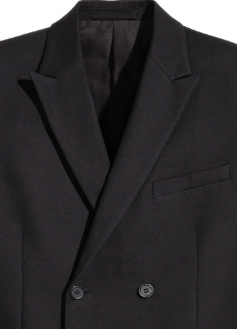 Пиджак H&M однотонный чёрный кэжуал хлопок