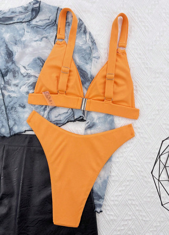 Помаранчевий літній купальник (ліф, трусики) роздільний SHEIN