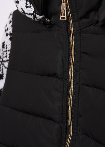 Черная зимняя куртка подросток еврозима черная с вязаными вставками Let's Shop