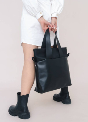 Вместительная сумка-шоппер "Меган" ROMASHKA, Черный, 5243 Ромашка (224054724)