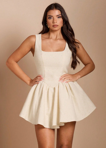 Кремова кежуал сукня кльош, з пишною спідницею SHEIN однотонна