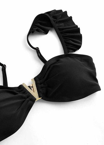 Черный летний купальник (лиф, трусики, юбка) бандо, раздельный SHEIN