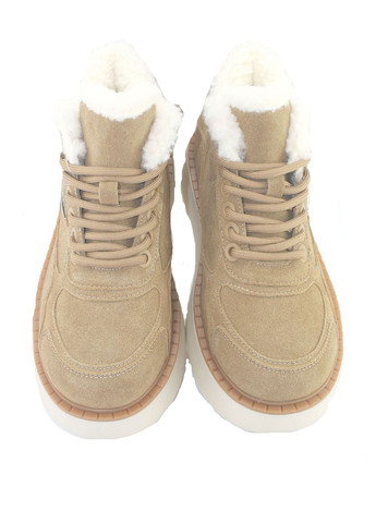 Зимние ботинки No Brand на тракторной подошве, с логотипом, с мехом, с белой подошвой из натуральной замши